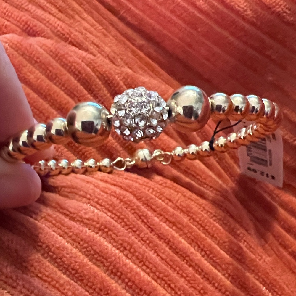 3/$18  Gold Beaded Bracelet For a Petite Wrist Lot 235